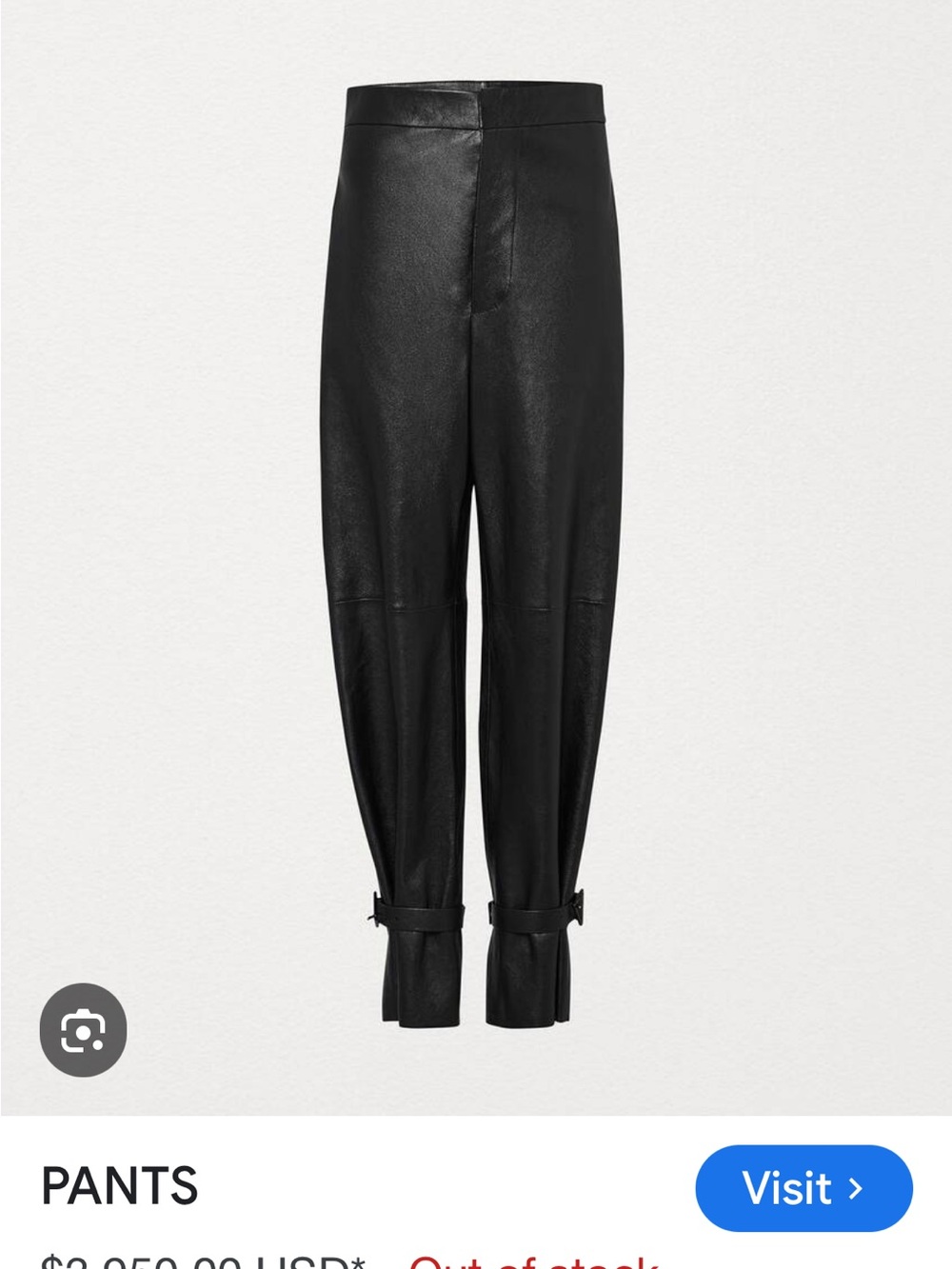 High-Rise Black Leather Tapered Pants